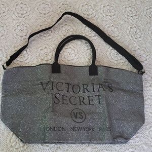 Victoria's Secret sparkly silver tote weekender